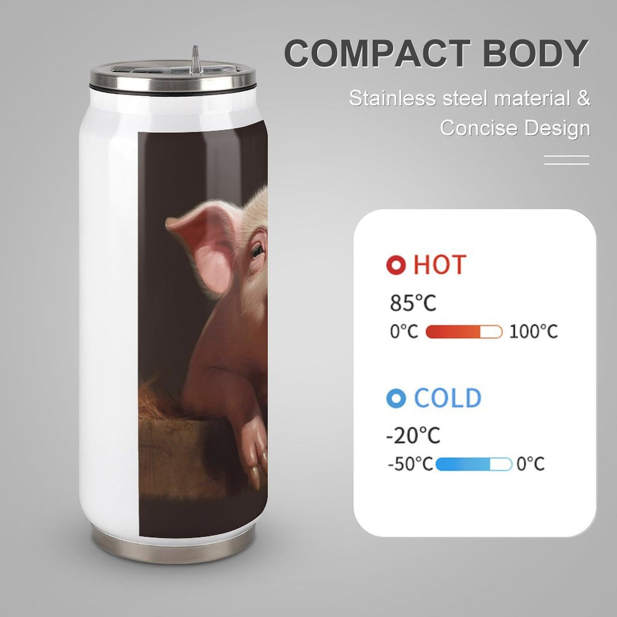 White Photo Printed Customized Steel Cola Can Sipper Bottle