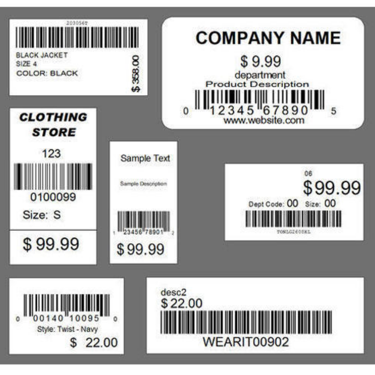 Size & Price Labels