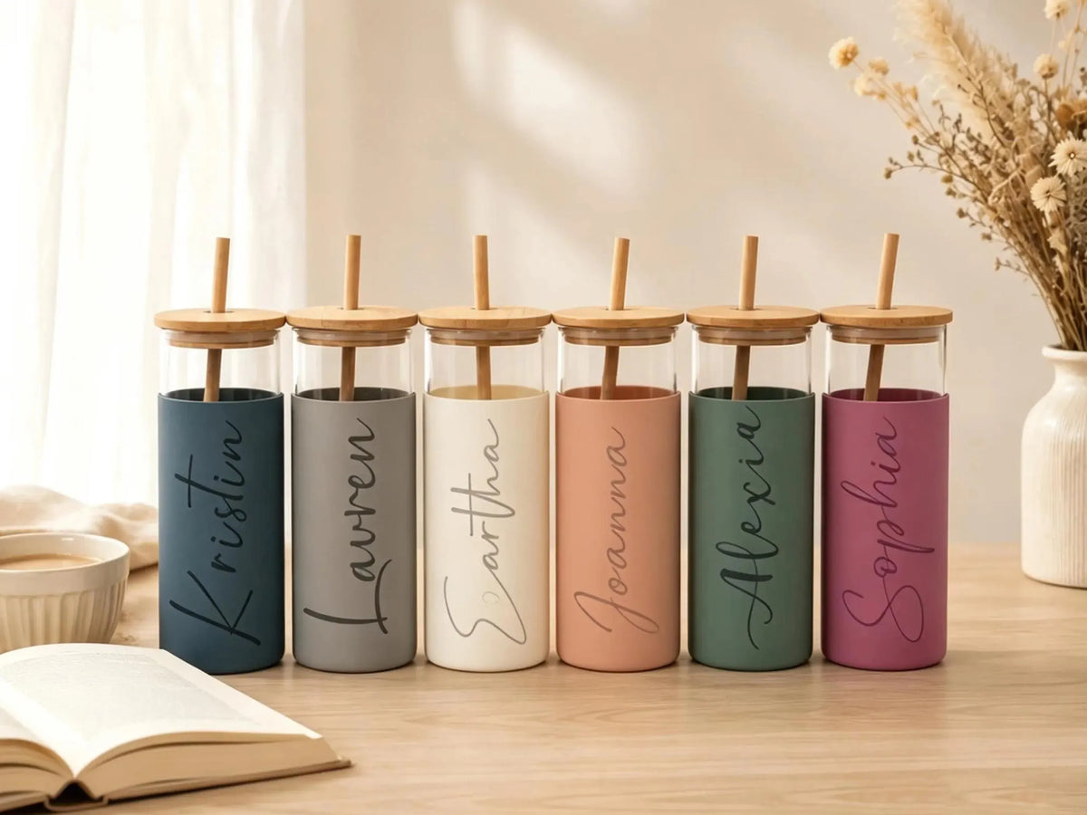 Customized Glass Tumblers with Bamboo Lid – Perfect Gifts for All Occasions