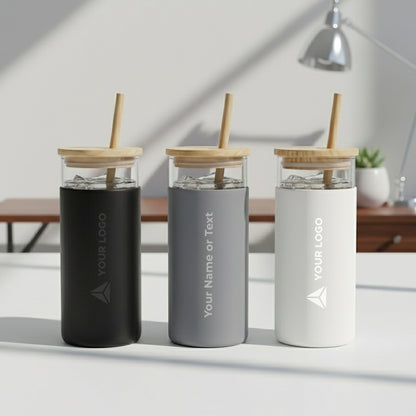 Customized Glass Tumblers with Bamboo Lid – Perfect Gifts for All Occasions