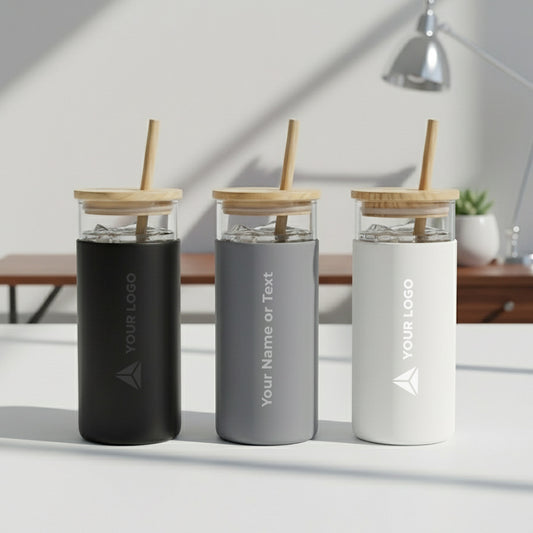 Customized Glass Tumblers with Bamboo Lid – Perfect Gifts for All Occasions